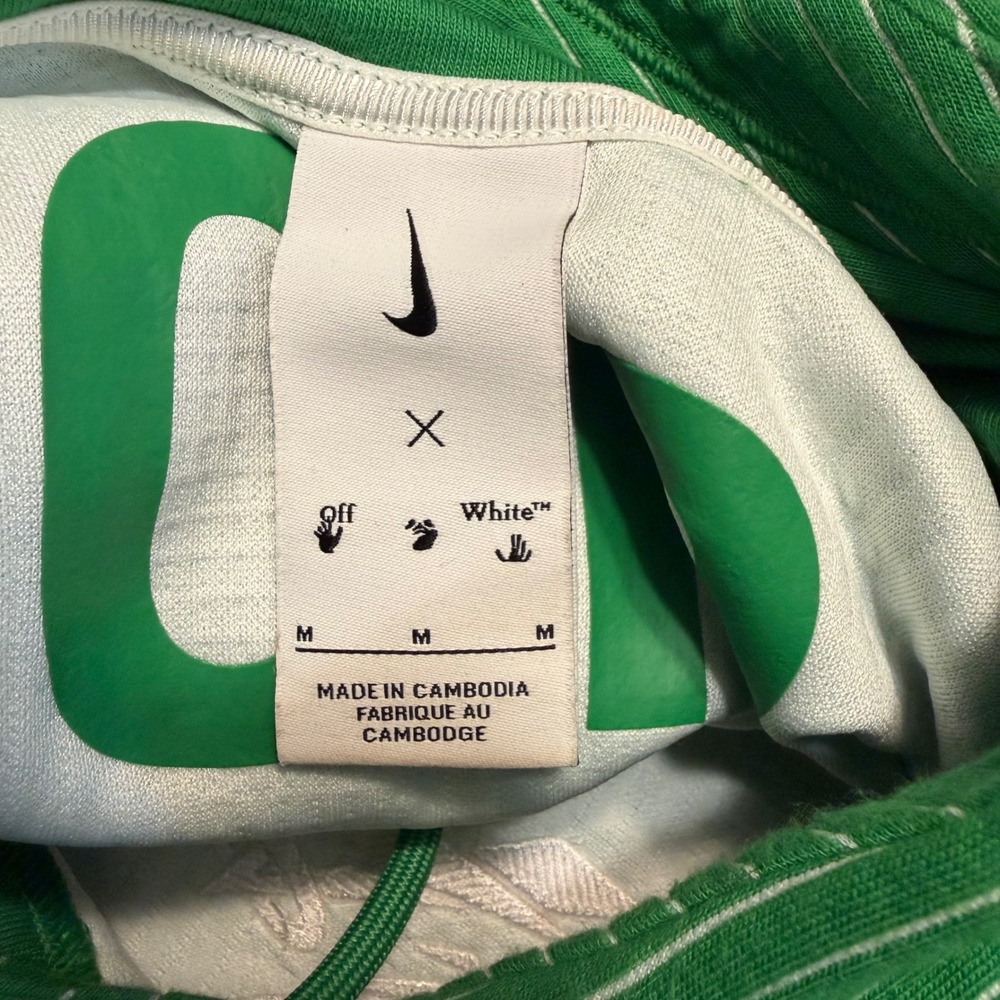 Nike x Off-White Engineered Hoodie Green White Striped Pullover Mens Medium RARE - Picture 7 of 9